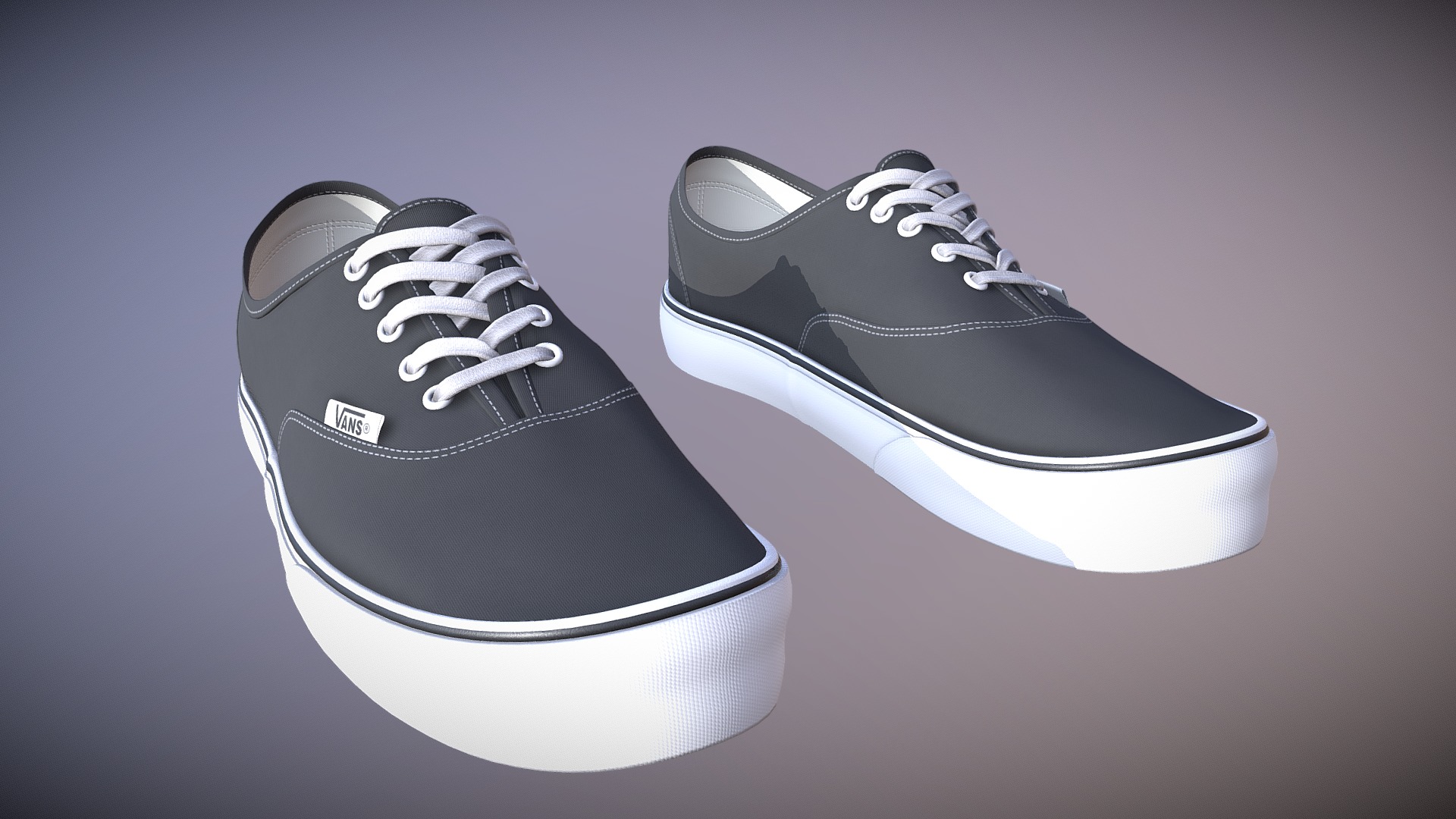3D model Vans Black N White - This is a 3D model of the Vans Black N White. The 3D model is about a pair of black and white shoes.