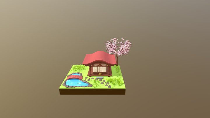 Mini enviroment: pond and tree 3D Model