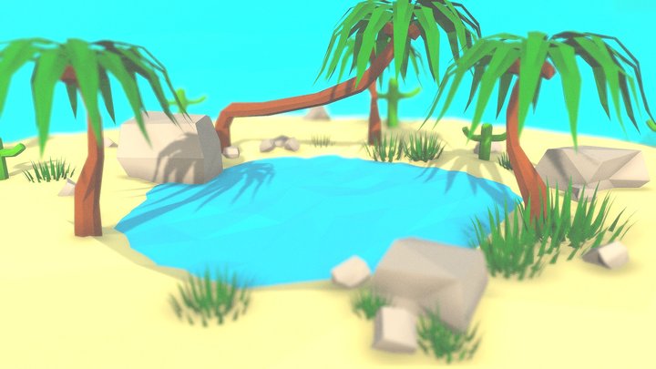 Low Poly Oasis 3D Model
