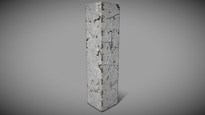 Low Poly Damaged Pillar - 2K 3D Model