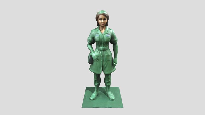 Green plastic female army doctor figure 3D Model