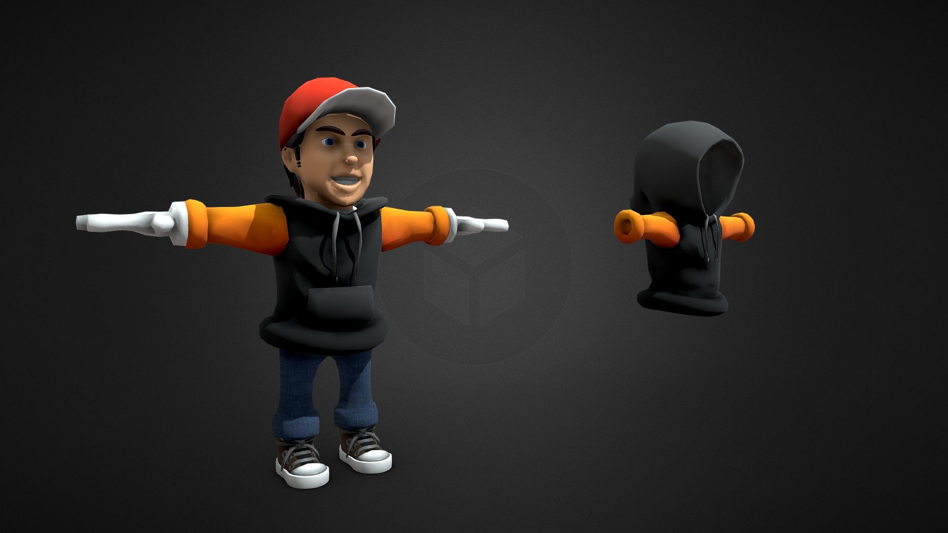 Low Poly Cartoon Hooded Character Buy Royalty Free 3d Model By Toon