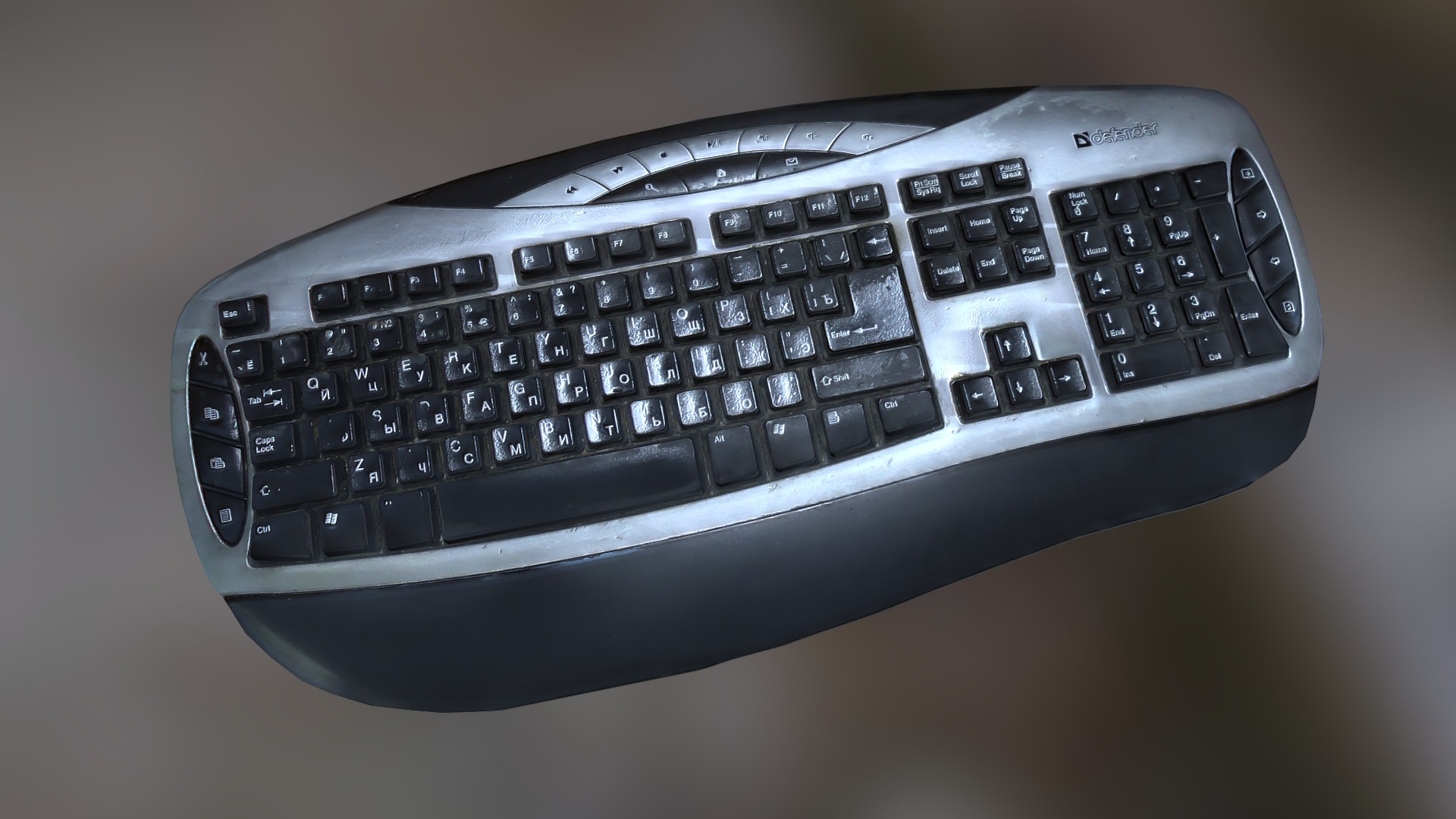 3D model Defender’s Keyboard - This is a 3D model of the Defender's Keyboard. The 3D model is about a black keyboard with a white background.