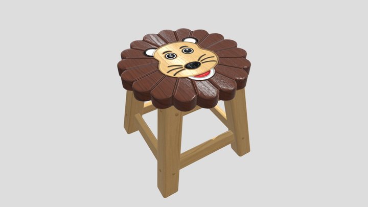 Child Step Stool Lion 3D Model