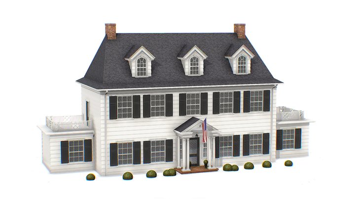 Classic American Colonial House 3D Model