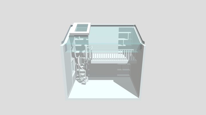 White Metal Staircase for Small Spaces 3D Model