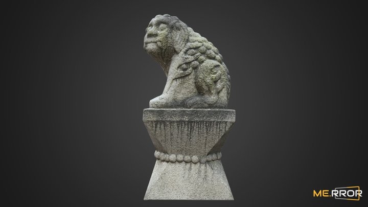 [Game-Ready] Heatea Mythical Lion Stone Statue 3D Model