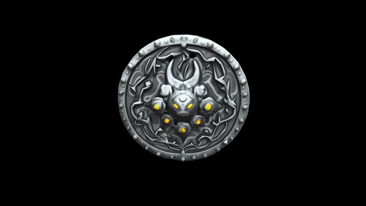 low poly dark fantasy shield 3D Model