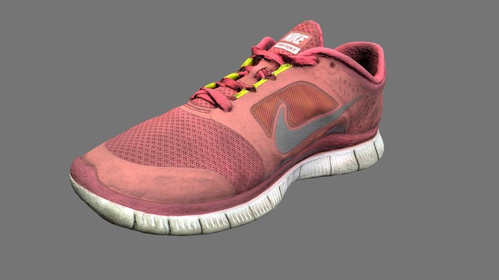 Worn Nike Free Run 3 sneaker shoe low poly 3D Model