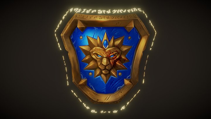 Shield of the Lion with spell on 3D Model