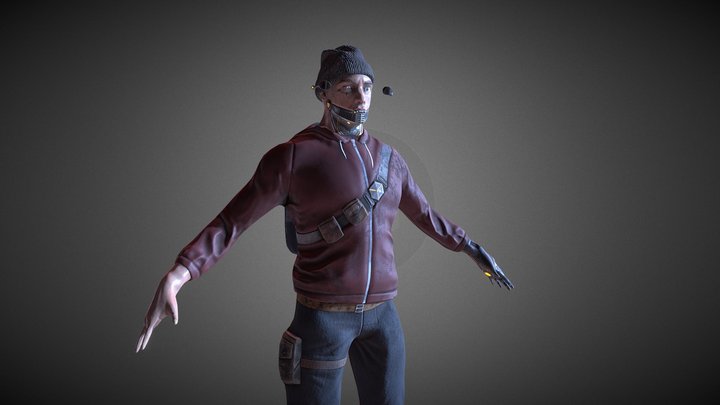 Sci-fi Cyberpunk Character T-pose 3D Model