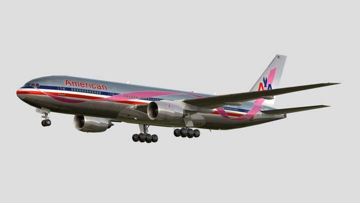 Susan G Komen American Airlines Boeing 777-200ER – Modello 3D gratuito STL