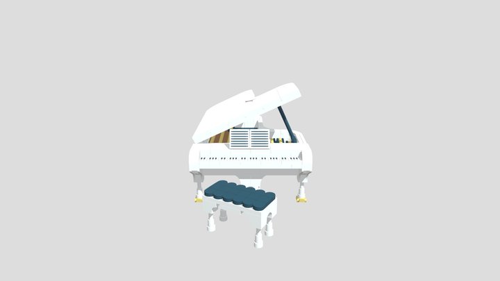 Grand Piano White 3D Model