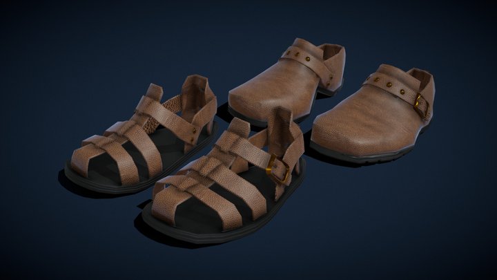 Garment Asset (3D): Cartoon Boots & Sandals 3D Model