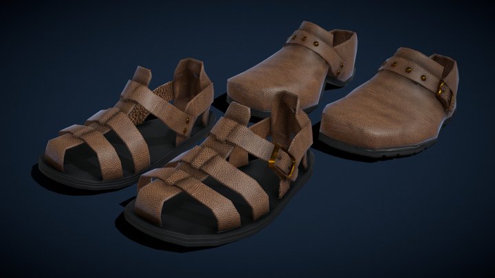 [FREE] Cartoon Boots & Sandals: Garment Asset 3D Model