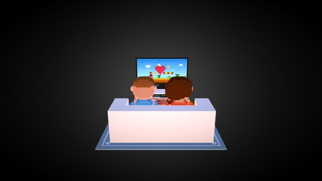 Gaming couple 3D Model