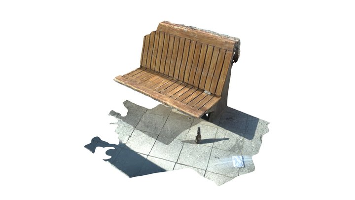 S008_TrashedBench 3D Model