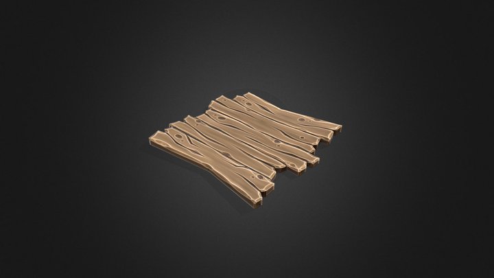 Stylized Low-poly Wood Floor 3D Model