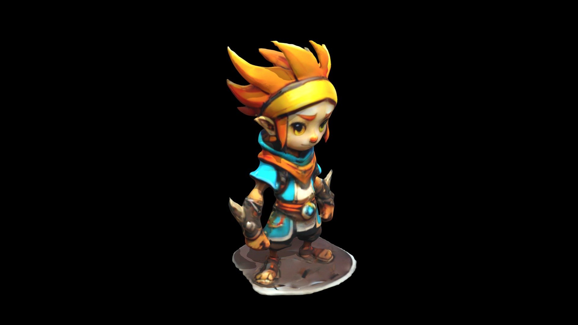 a cartoon character with orange hair and a bl - Download Free 3D model ...
