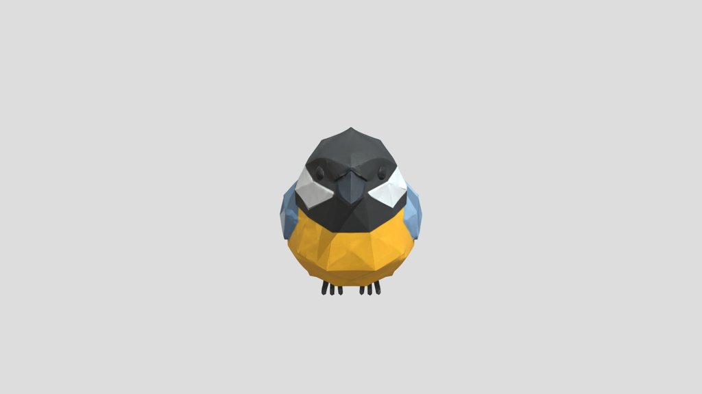 Low Poly Geometric Songbird Parus major