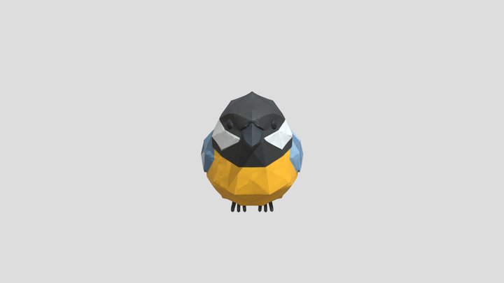Low Poly Geometric Songbird Parus major