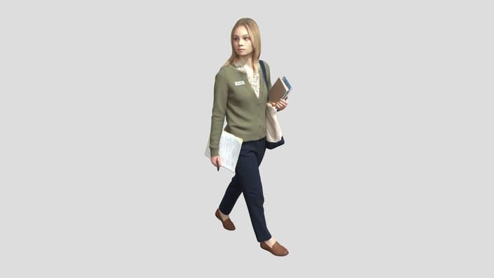 Young Teacher Walking With Notebooks – Modello 3D gratuito STL
