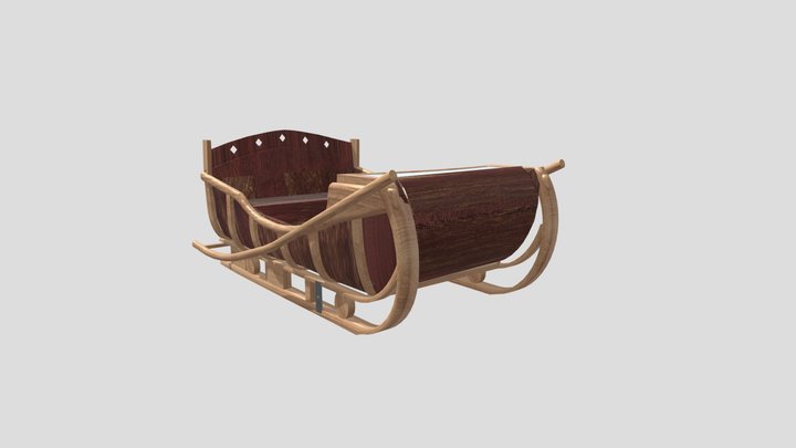 horse-drawn mail coachman's sleigh 3D Model