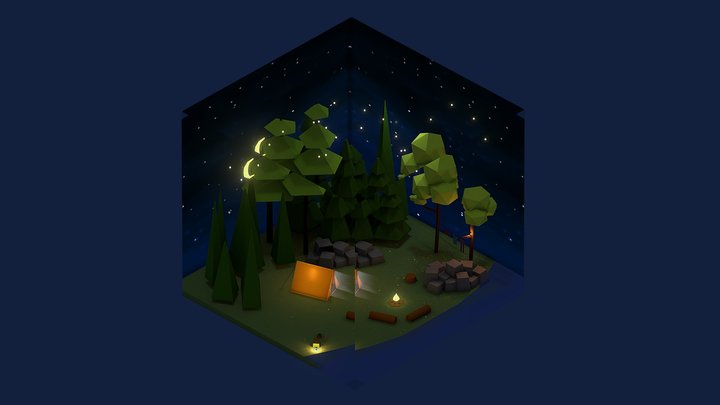 Low-Poly Camp 3D Model