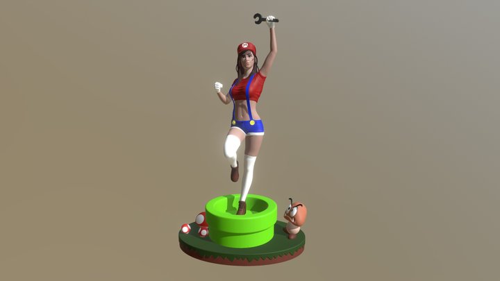 Super Mario Girl - Colored 3D Model