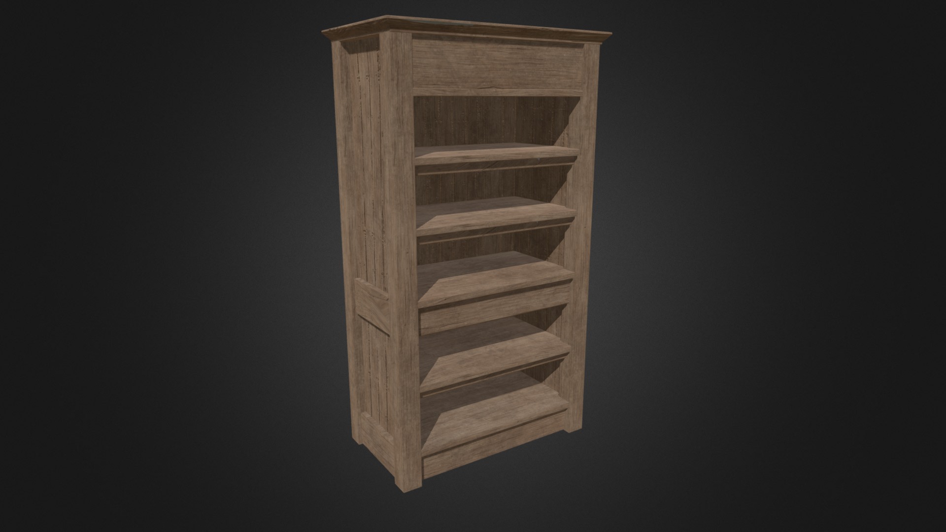 3D model Old Bookshelf High Poly - This is a 3D model of the Old Bookshelf High Poly. The 3D model is about a wooden box with a black background.