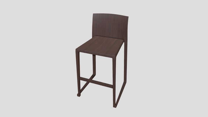 Wooden bar Stool 3D Model