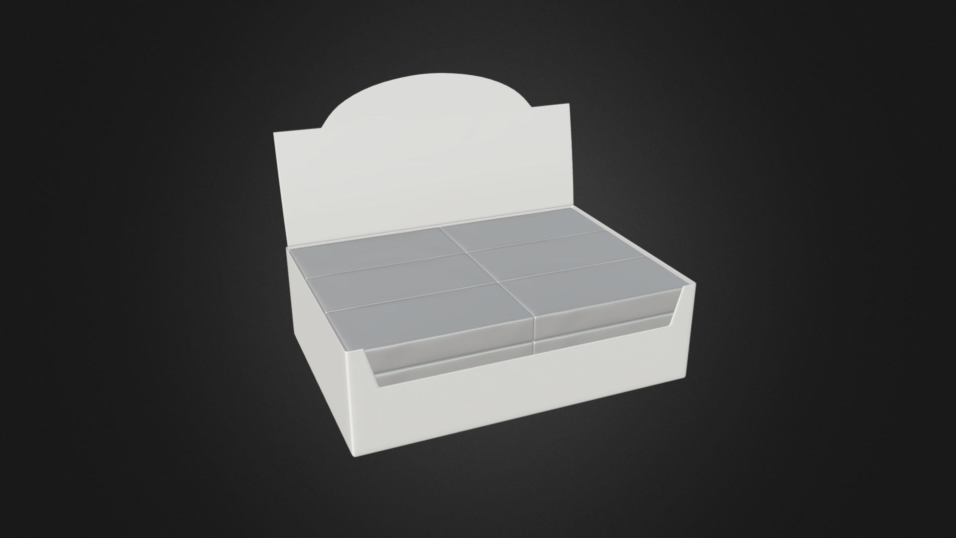 3D model box with chocolate bars - This is a 3D model of the box with chocolate bars. The 3D model is about a white square with a black background.