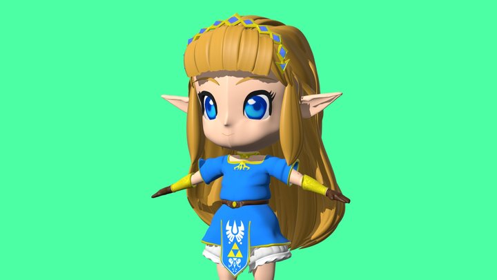 Zelda Chibi Style 3D Model