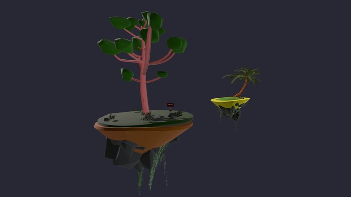 Two Islands floating in Space 3D Model