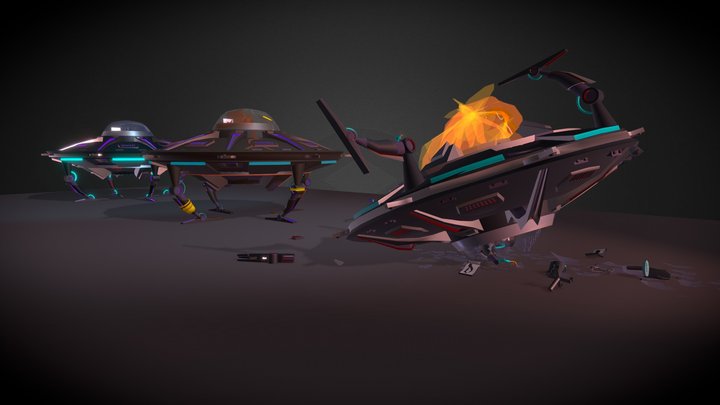 [XYZ] HW: destruction. Flying saucer 3D Model