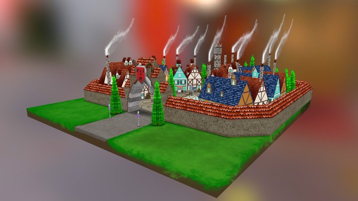 Low Poly Village 3D Model