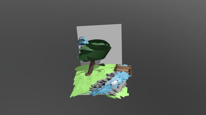 Tree and River - CoolPaintrVR diorama 3D Model