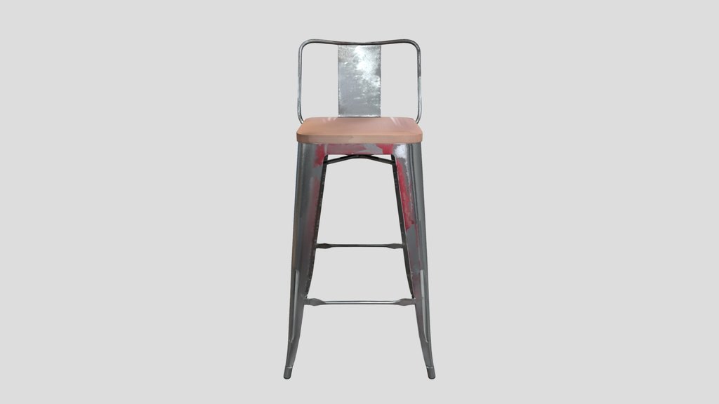 A metal bar stool