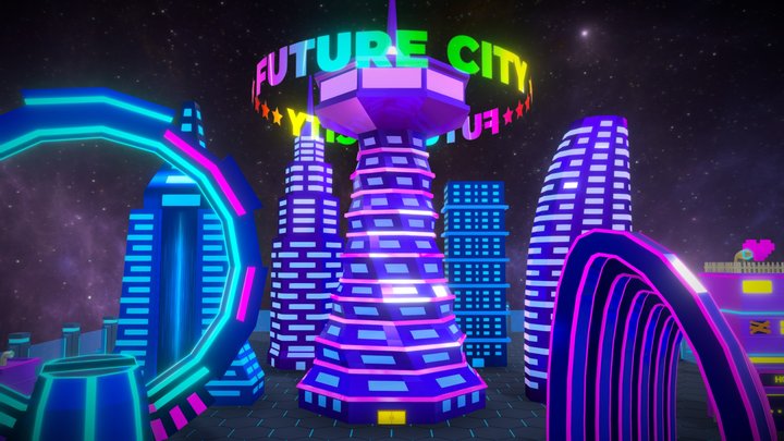 Cyberpunk City - Low Poly Animated Game Ready 3D Model