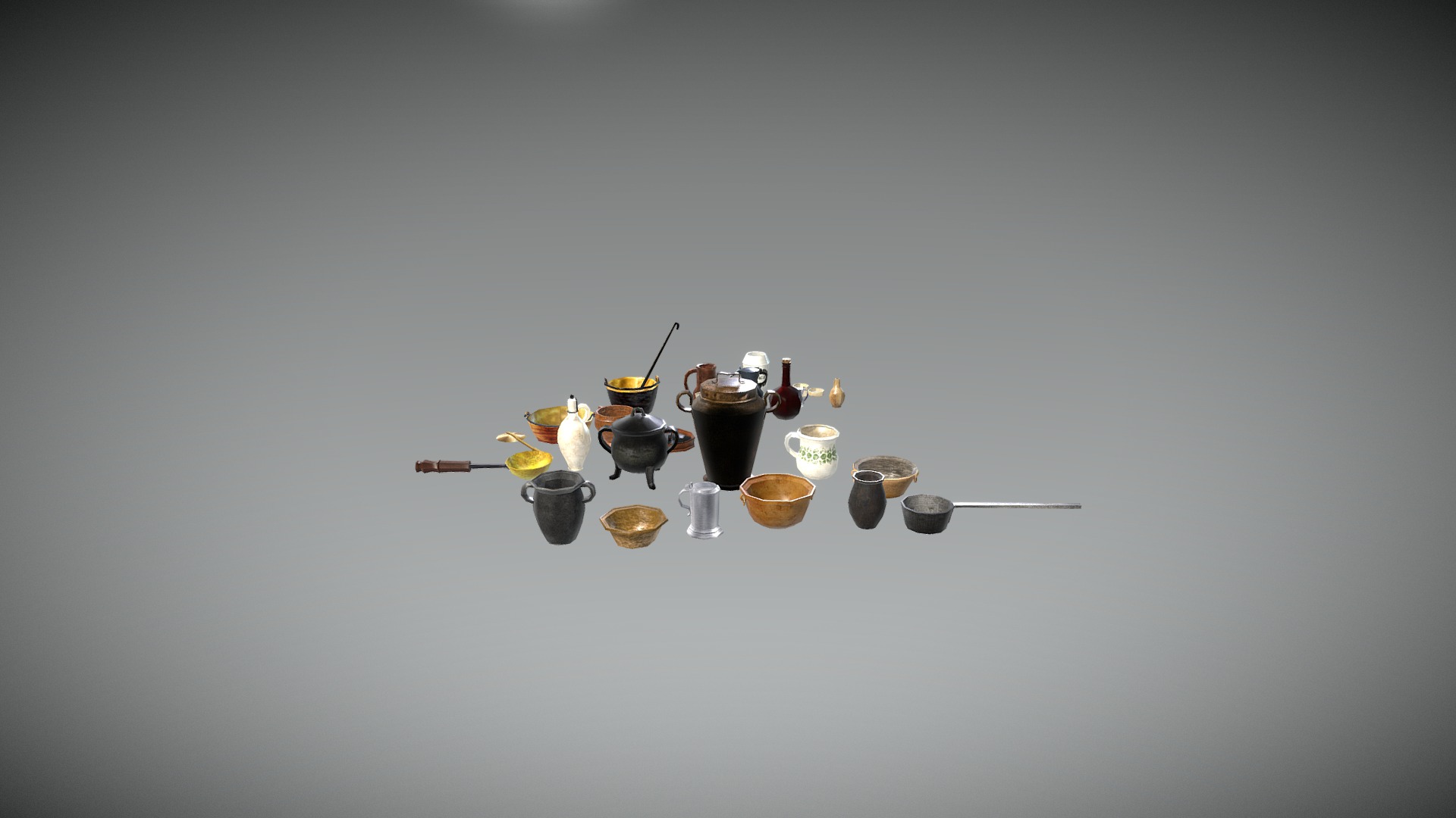 3D model Props Textured 1 - This is a 3D model of the Props Textured 1. The 3D model is about a group of small objects.