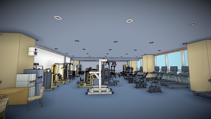 Skyview Gym Separated Mesh Light 3D Model