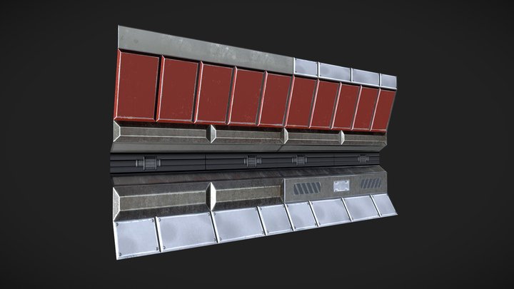 Modular Sci-fi Wall 3D Model
