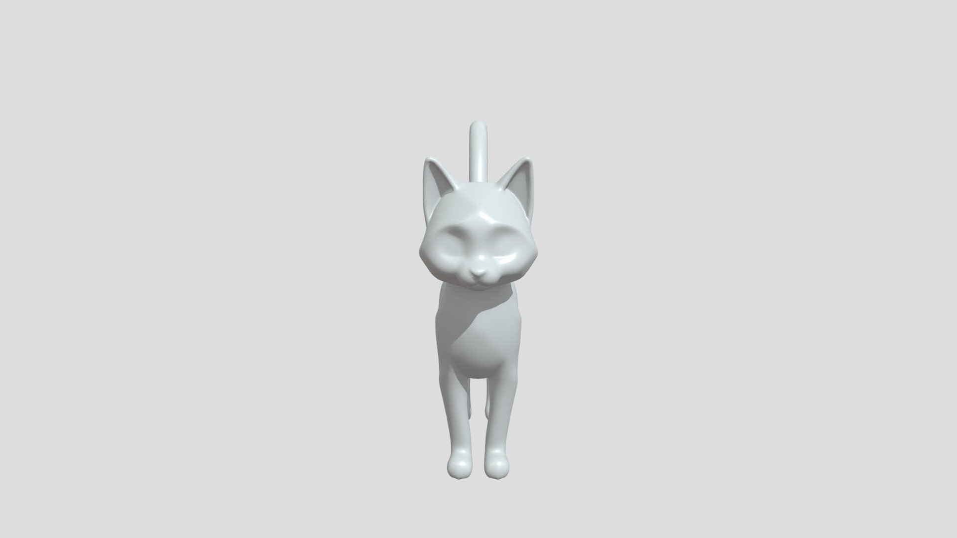 A stylized white cartoon cat with no eyes - 3D model by mechromancer ...