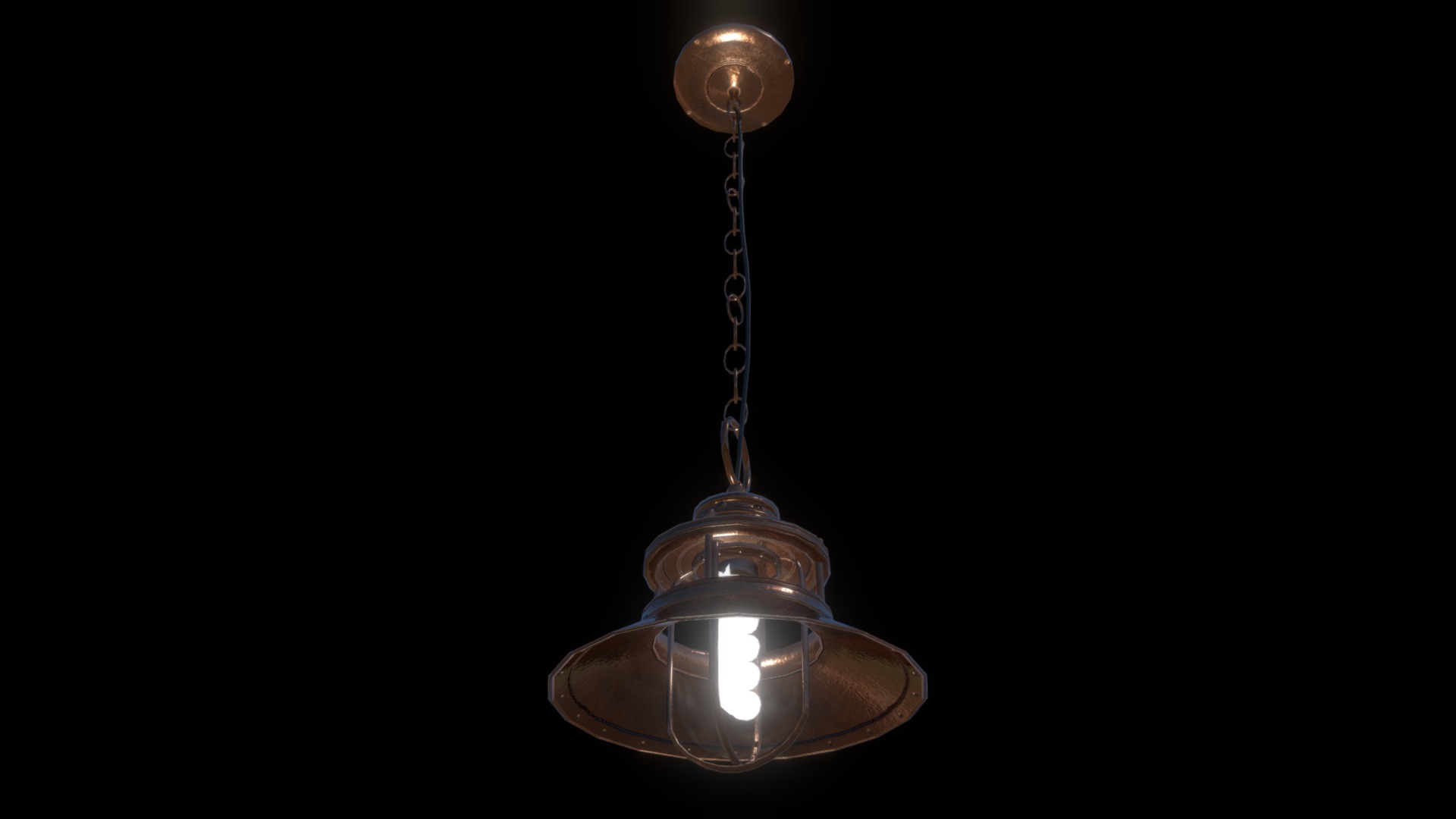 3D model Superfuntimes Hanging Copper Lamp - This is a 3D model of the Superfuntimes Hanging Copper Lamp. The 3D model is about a light bulb from a ceiling.