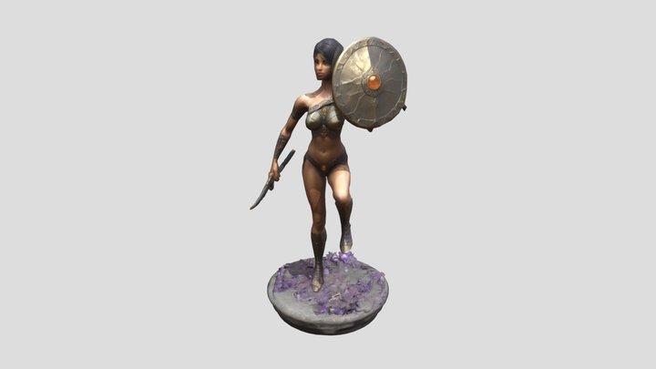 Donna guerriera con scudo 3D Model