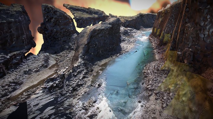 Iceland Basalt Canyon 3D Model