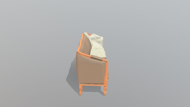 Wood Finish Lavish Sofa with Drape 3D Model