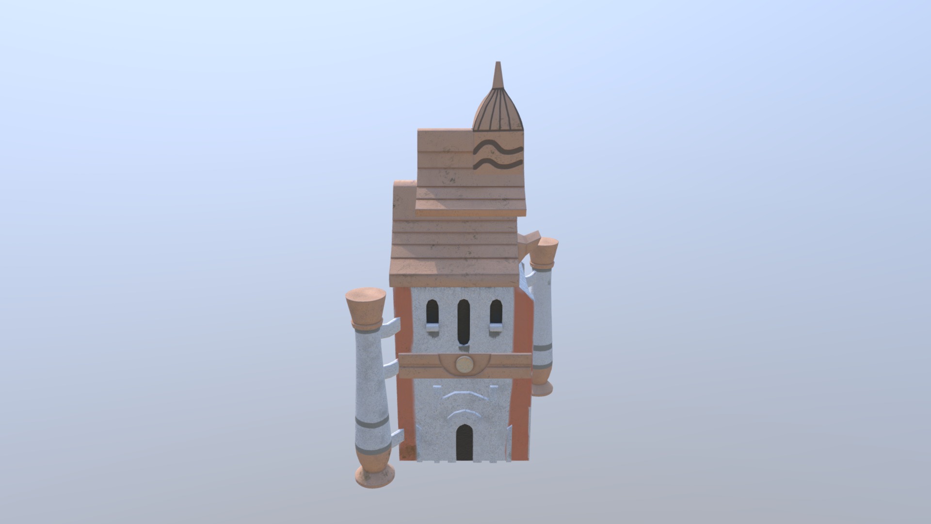 3D model House - This is a 3D model of the House. The 3D model is about a toy building with a tower.