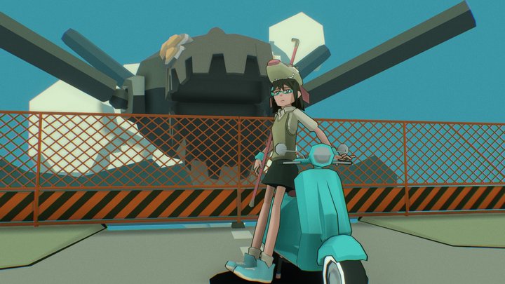 Low-Poly Anime Scene (Komugiko2000 FanArt) 3D Model