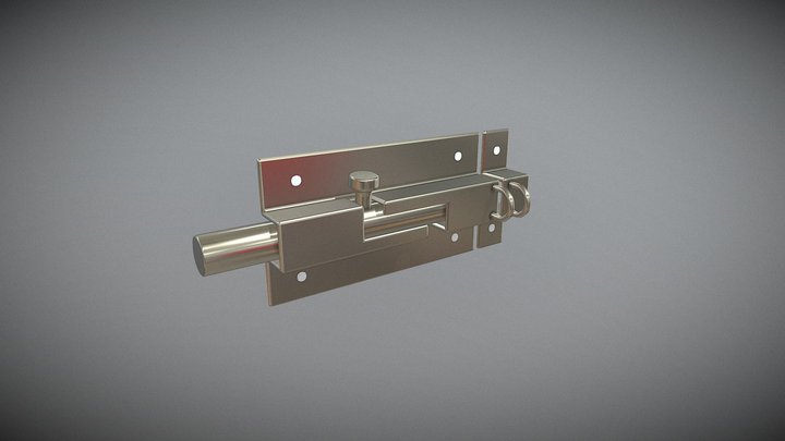 stainless steel door latch with animation 3D Model